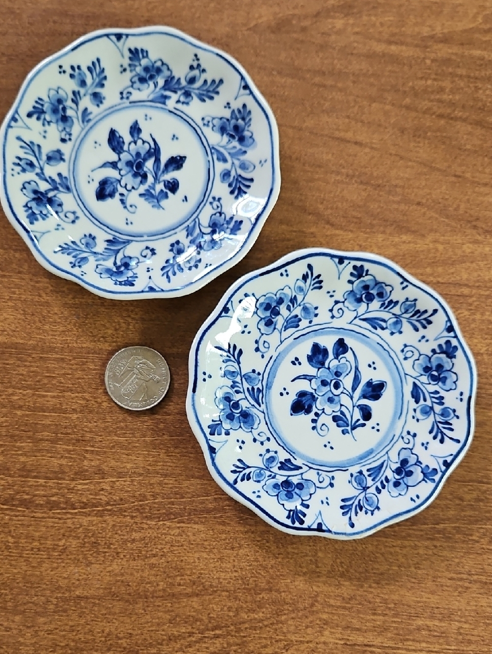 Authentic Vintage 1960 Royal Delft Miniature Wall Plates - Pair